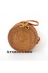 Ata mini round bag plain pattern with ribbon clip